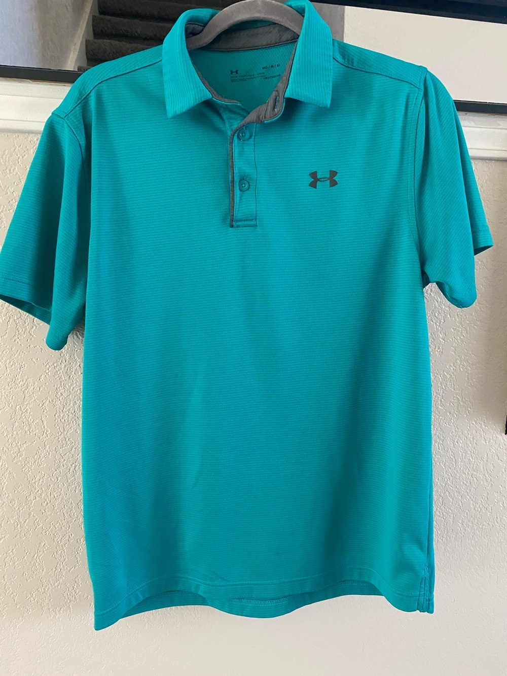 Under Armour Men's Teal Performance Heat-gear Polo Shirt Golf Size M